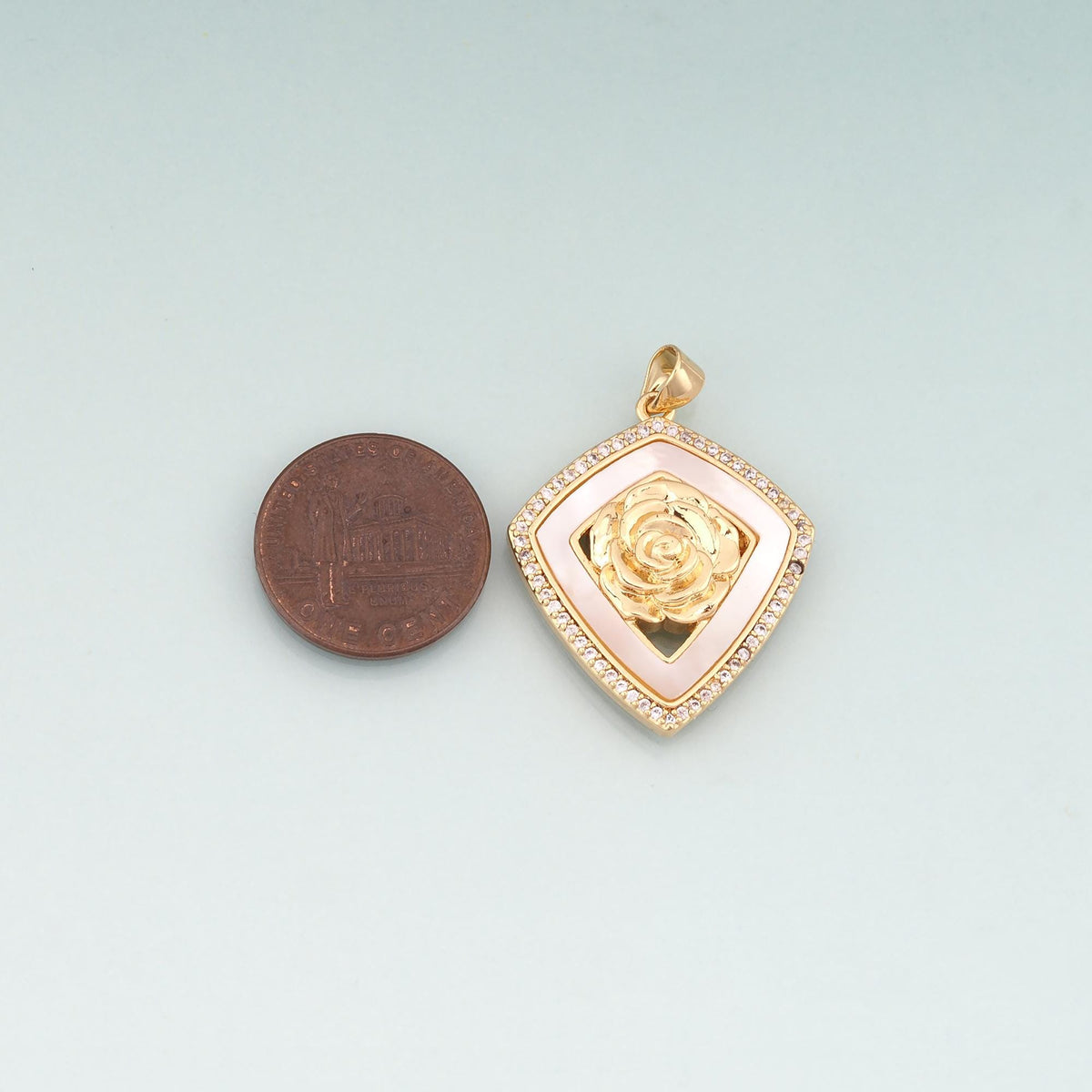 Gold Shell Shield Shape Roses Charms,18K Gold Filled Romantic Roses Pendant Charm Bracelet Necklace for DIY Jewelry Making Su
