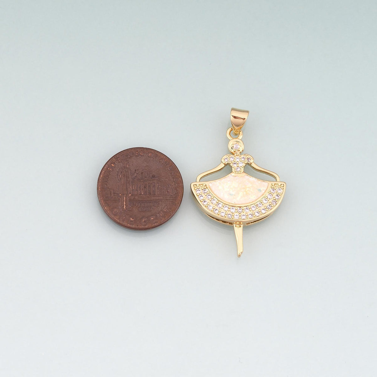 Gold OPal Ballet Girl Charms,18K Gold Filled Ballet Dancer Pendant Charm Bracelet Necklace for DIY Jewelry Making Supply