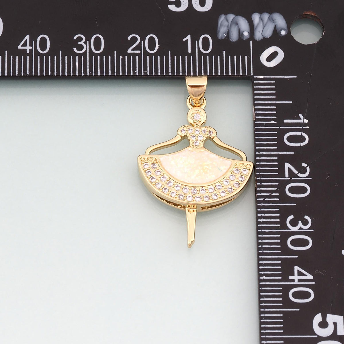 Gold OPal Ballet Girl Charms,18K Gold Filled Ballet Dancer Pendant Charm Bracelet Necklace for DIY Jewelry Making Supply