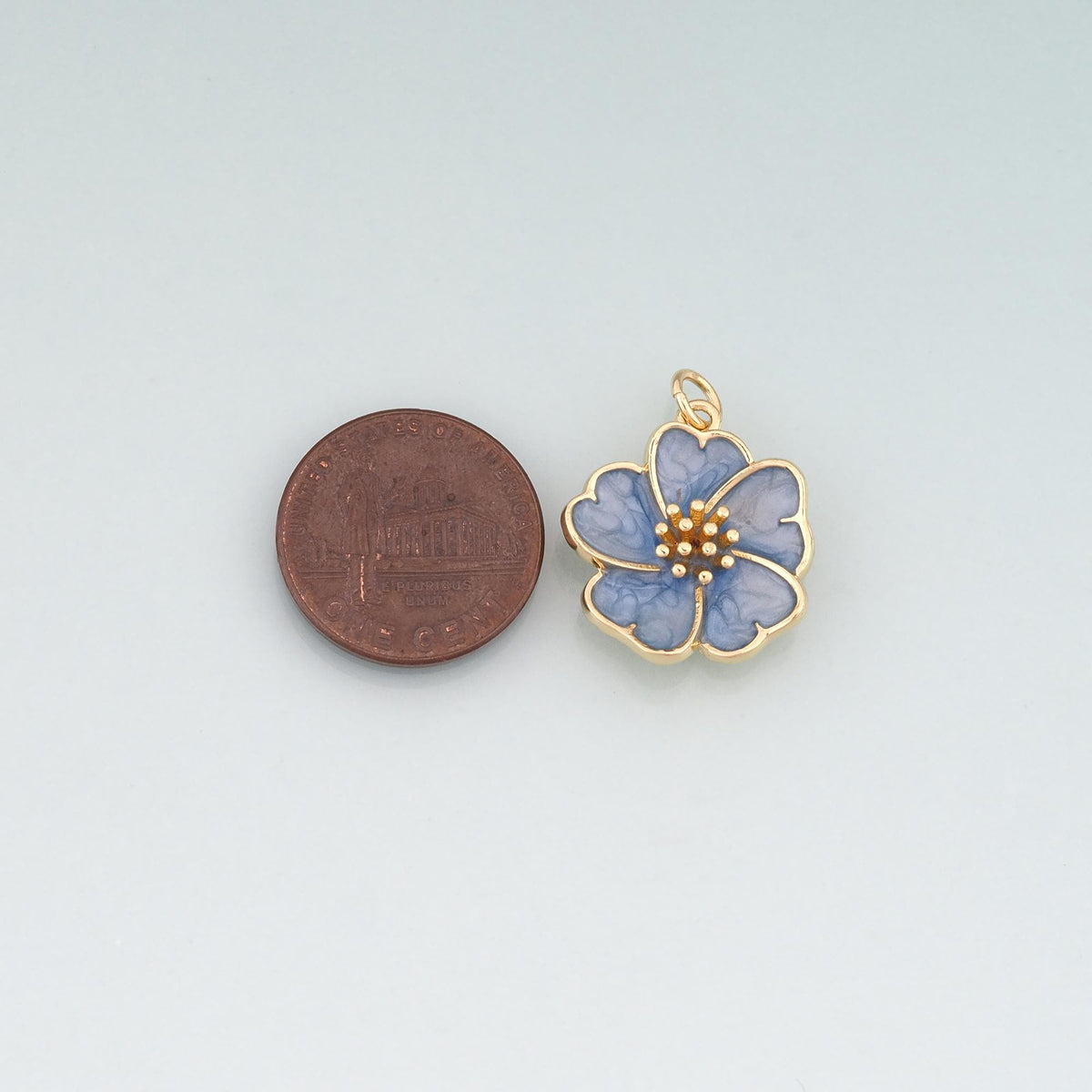 Gold Enamel Cherry Blossoms Charms,18K Gold Filled Flower Pendant Charm Bracelet Necklace for DIY Jewelry Making Supply