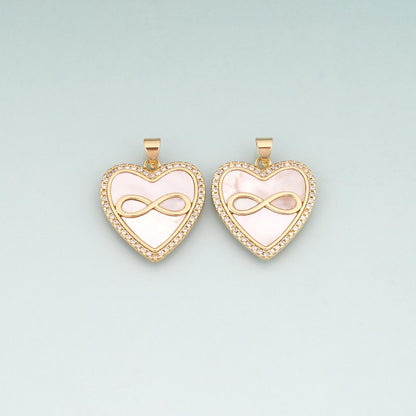 Gold Shell Heart Unlimited Charms,18K Gold Filled Heart Unlimited Pendant Charm Bracelet Necklace for DIY Jewelry Making Supp