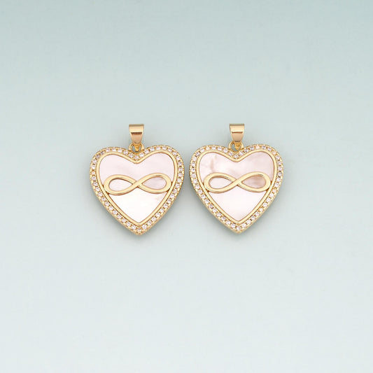 Gold Shell Heart Unlimited Charms,18K Gold Filled Heart Unlimited Pendant Charm Bracelet Necklace for DIY Jewelry Making Supp