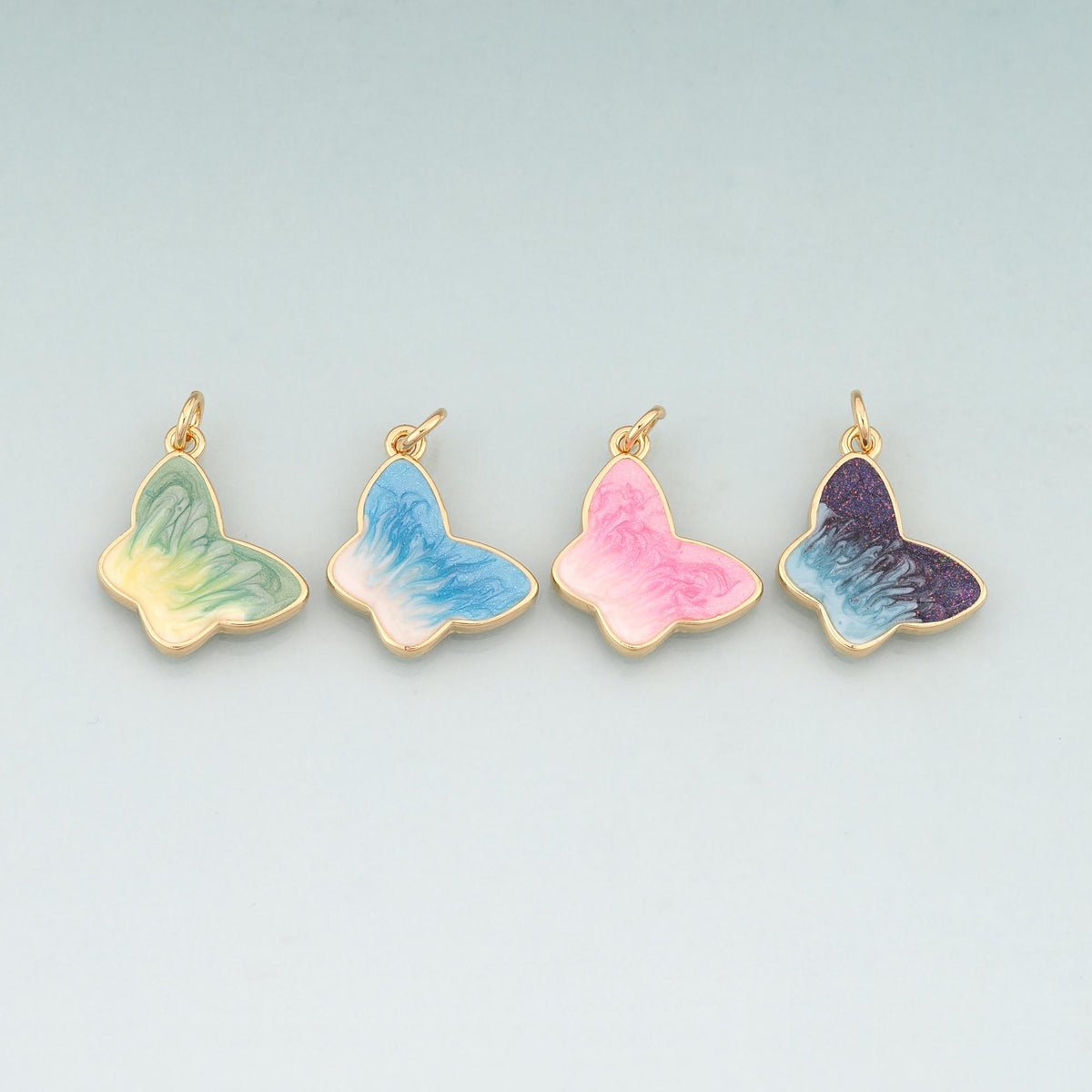 18K Gold Filled Butterfly Enamel Charm Pendant for Jewelry Making