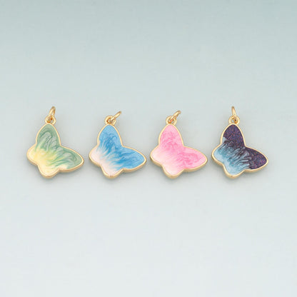 18K Gold Filled Butterfly Enamel Charm Pendant for Jewelry Making