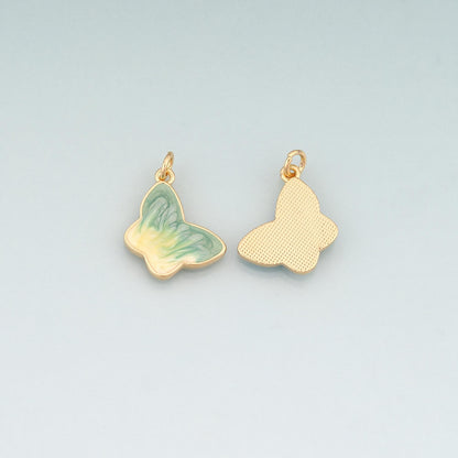 18K Gold Filled Butterfly Enamel Charm Pendant for Jewelry Making