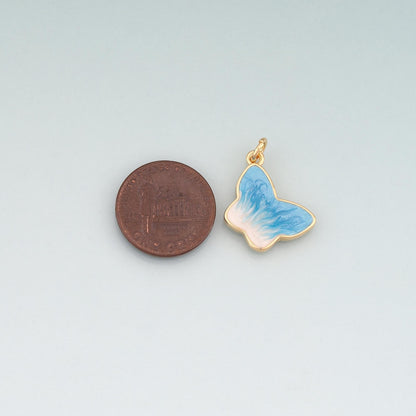 18K Gold Filled Butterfly Enamel Charm Pendant for Jewelry Making