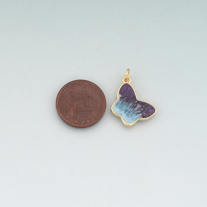 18K Gold Filled Butterfly Enamel Charm Pendant for Jewelry Making