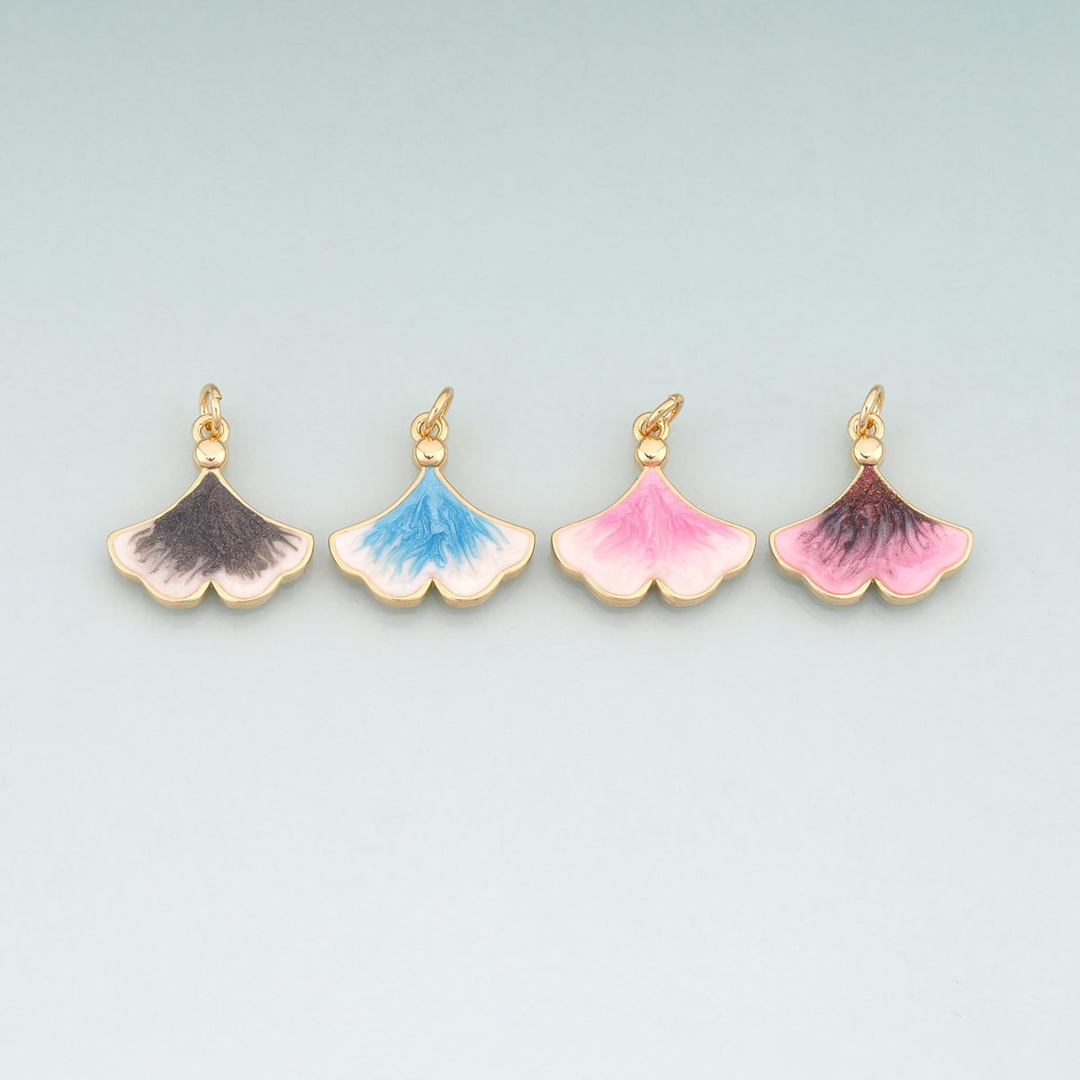 Gold Enamel Ginkgo Leaf Charms,18K Gold Filled Ginkgo Leaf Pendant Charm Bracelet Necklace for DIY Jewelry Making Supply