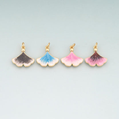 Gold Enamel Ginkgo Leaf Charms,18K Gold Filled Ginkgo Leaf Pendant Charm Bracelet Necklace for DIY Jewelry Making Supply