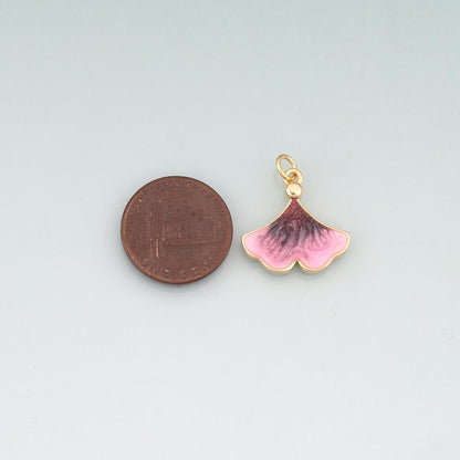 Gold Enamel Ginkgo Leaf Charms,18K Gold Filled Ginkgo Leaf Pendant Charm Bracelet Necklace for DIY Jewelry Making Supply