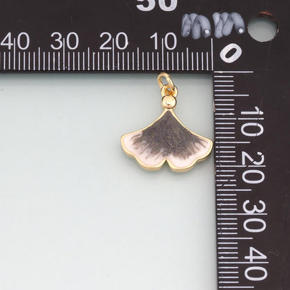 Gold Enamel Ginkgo Leaf Charms,18K Gold Filled Ginkgo Leaf Pendant Charm Bracelet Necklace for DIY Jewelry Making Supply