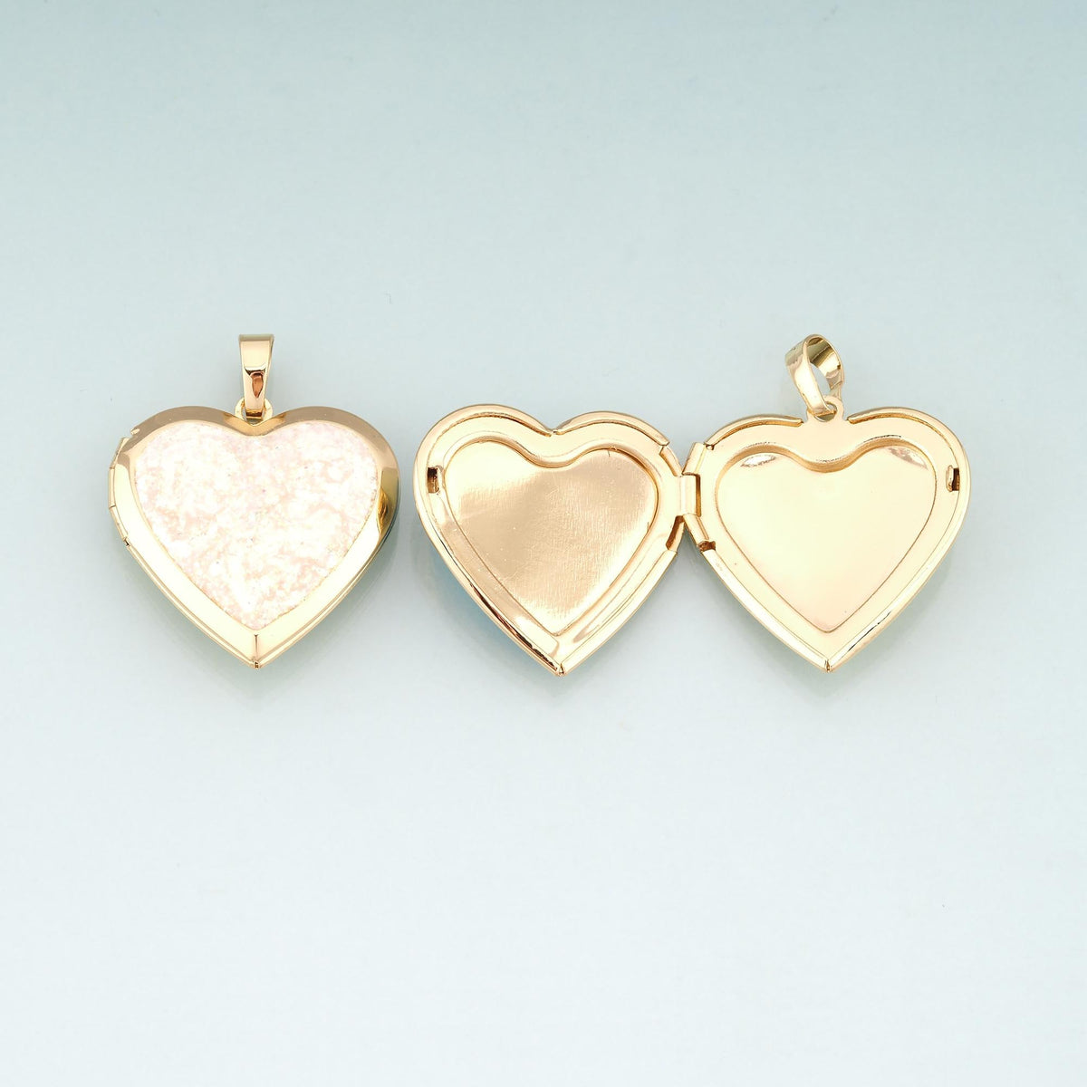 Gold Opal Openable Heart Round Locket Charms,18K Gold Filled Heart Pendant Charm Bracelet Necklace for DIY Jewelry Making Sup
