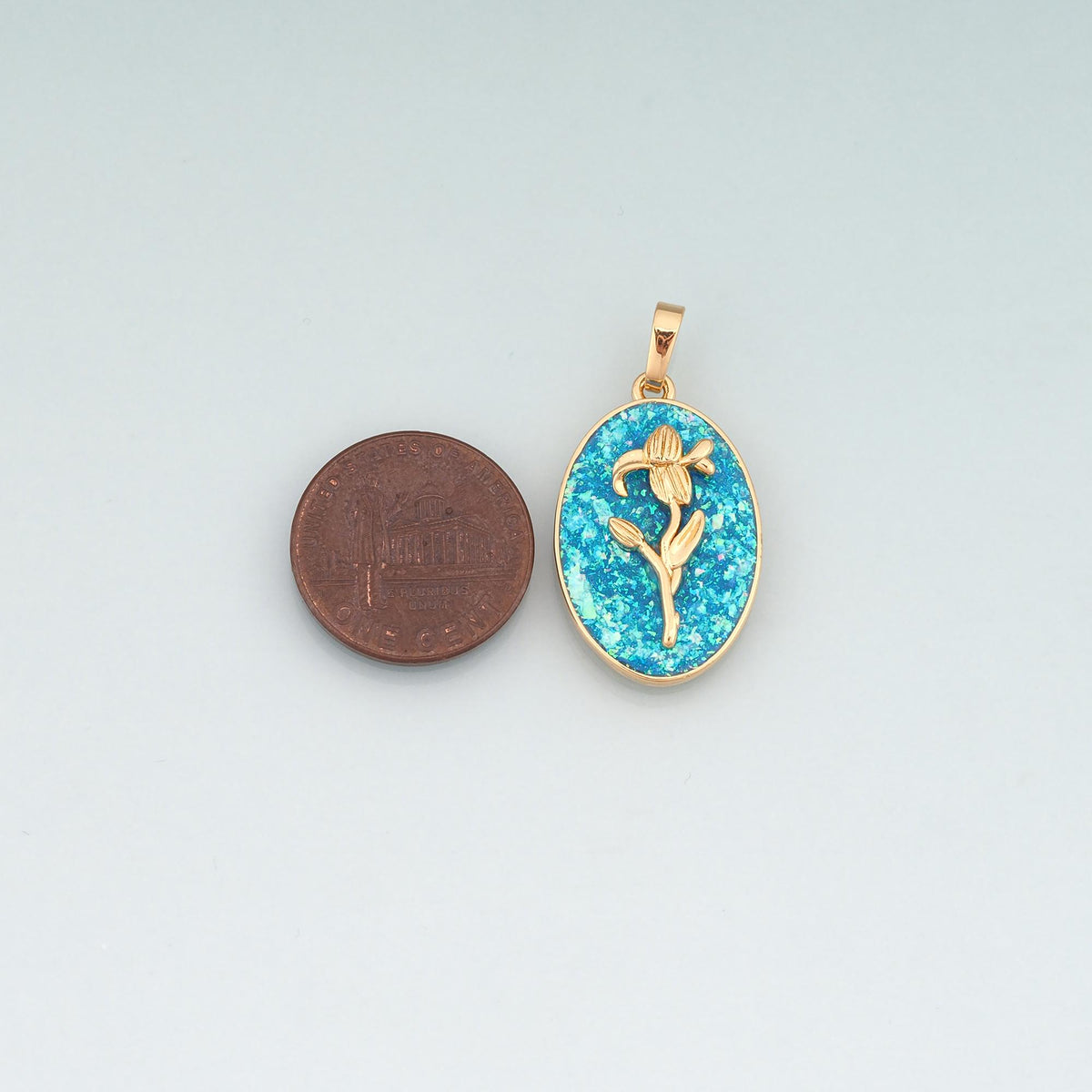 Gold Opal Birthday Flower Charms,18K Gold Filled Flower Pendant Charm Bracelet Necklace for DIY Jewelry Making Supply