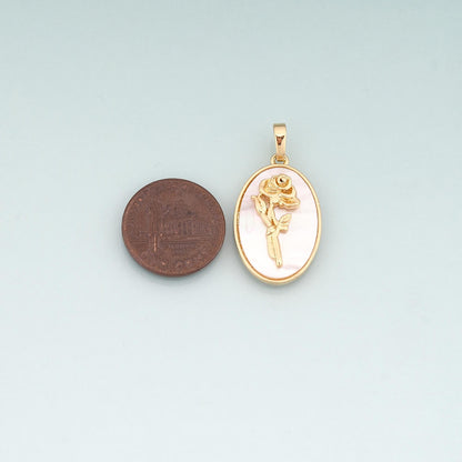 Gold Shell Birthday Flower Charms,18K Gold Filled Flower Pendant Charm Bracelet Necklace for DIY Jewelry Making Supply