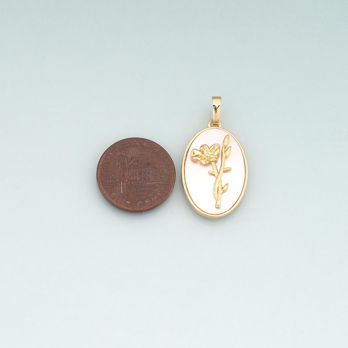 Gold Shell Birthday Flower Charms,18K Gold Filled Flower Pendant Charm Bracelet Necklace for DIY Jewelry Making Supply