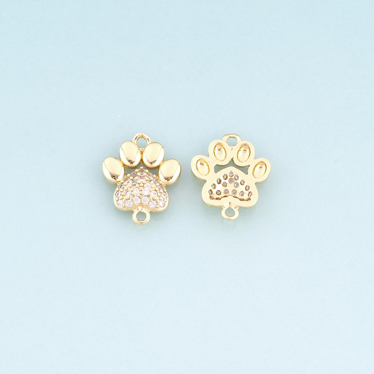 18K Gold Filled Cubic Zirconia Paw Connector for Jewelry Making