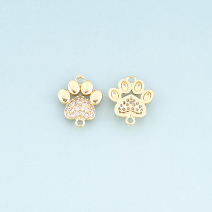 18K Gold Filled Cubic Zirconia Paw Connector for Jewelry Making