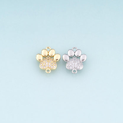 18K Gold Filled Cubic Zirconia Paw Connector for Jewelry Making