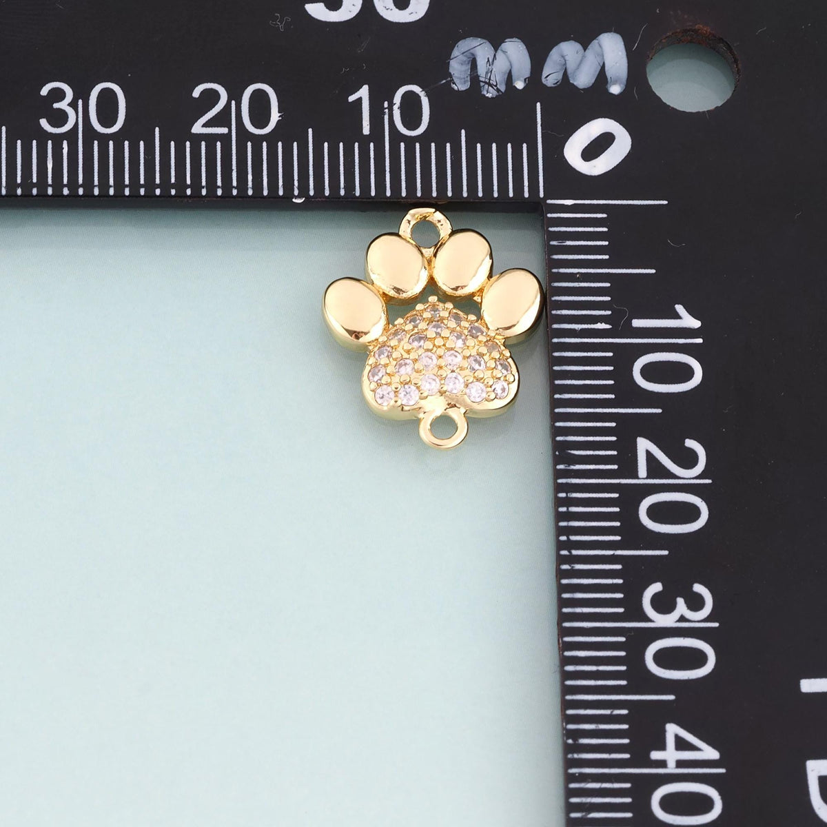 18K Gold Filled Cubic Zirconia Paw Connector for Jewelry Making