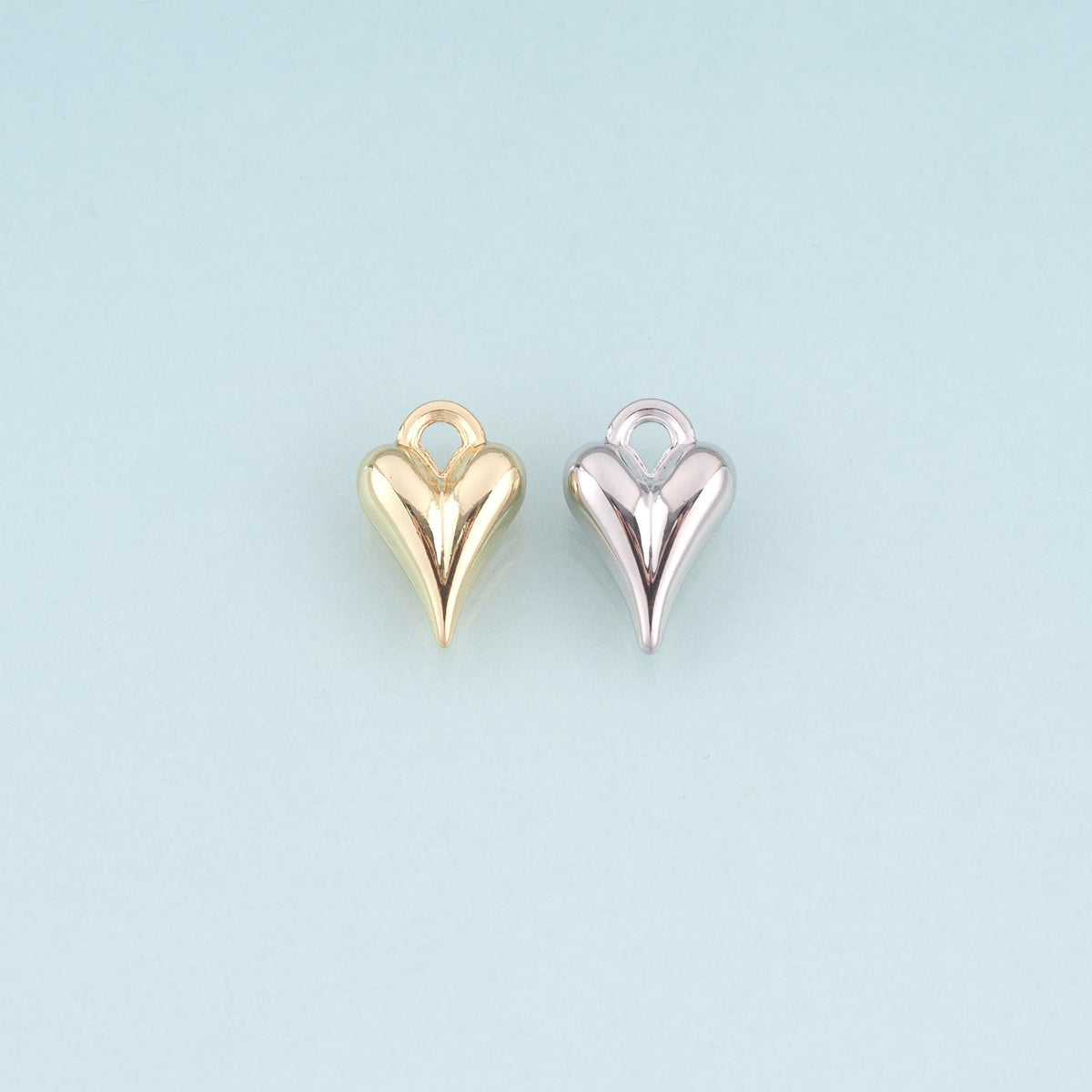 18K Gold Filled Heart Pendant,Minimalist Heart Charm Bracelet Necklace for DIY Jewelry Making Supply