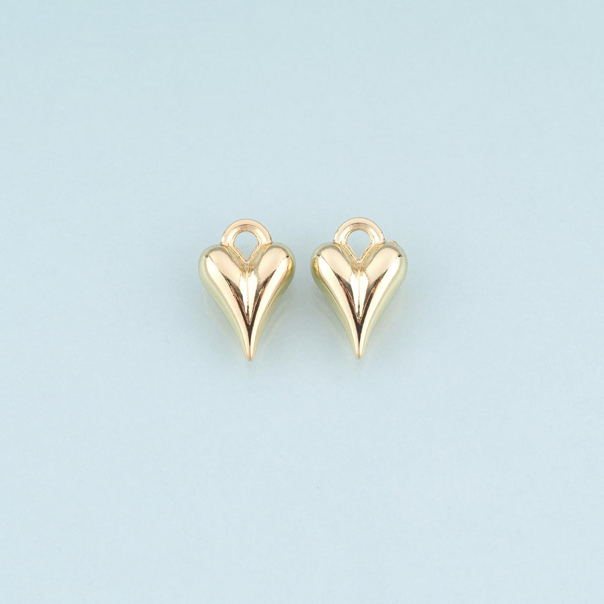 18K Gold Filled Heart Pendant,Minimalist Heart Charm Bracelet Necklace for DIY Jewelry Making Supply