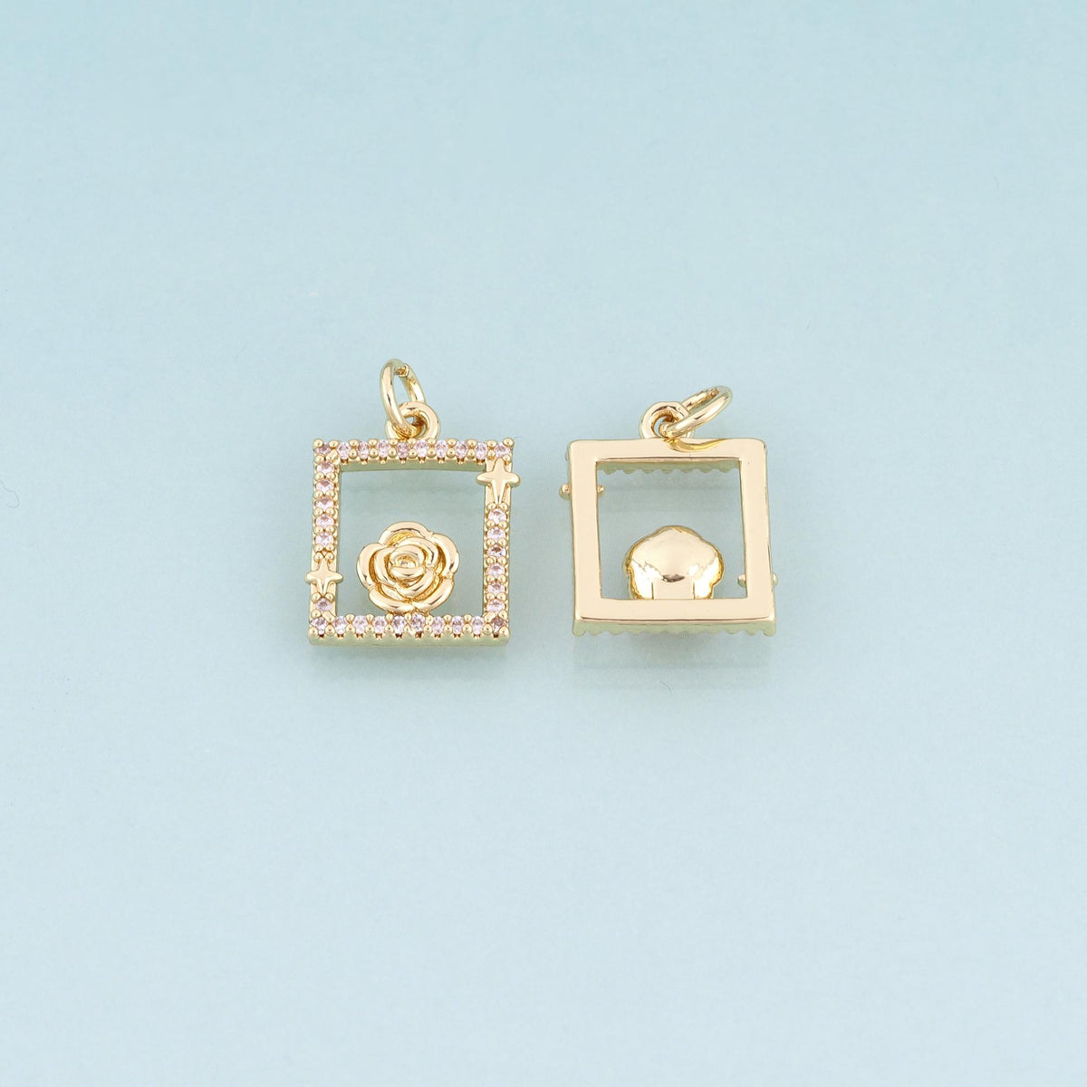 18K Gold Filled Cubic Zirconia Charm Pendant for Jewelry Making