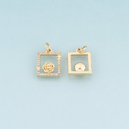 18K Gold Filled Cubic Zirconia Charm Pendant for Jewelry Making