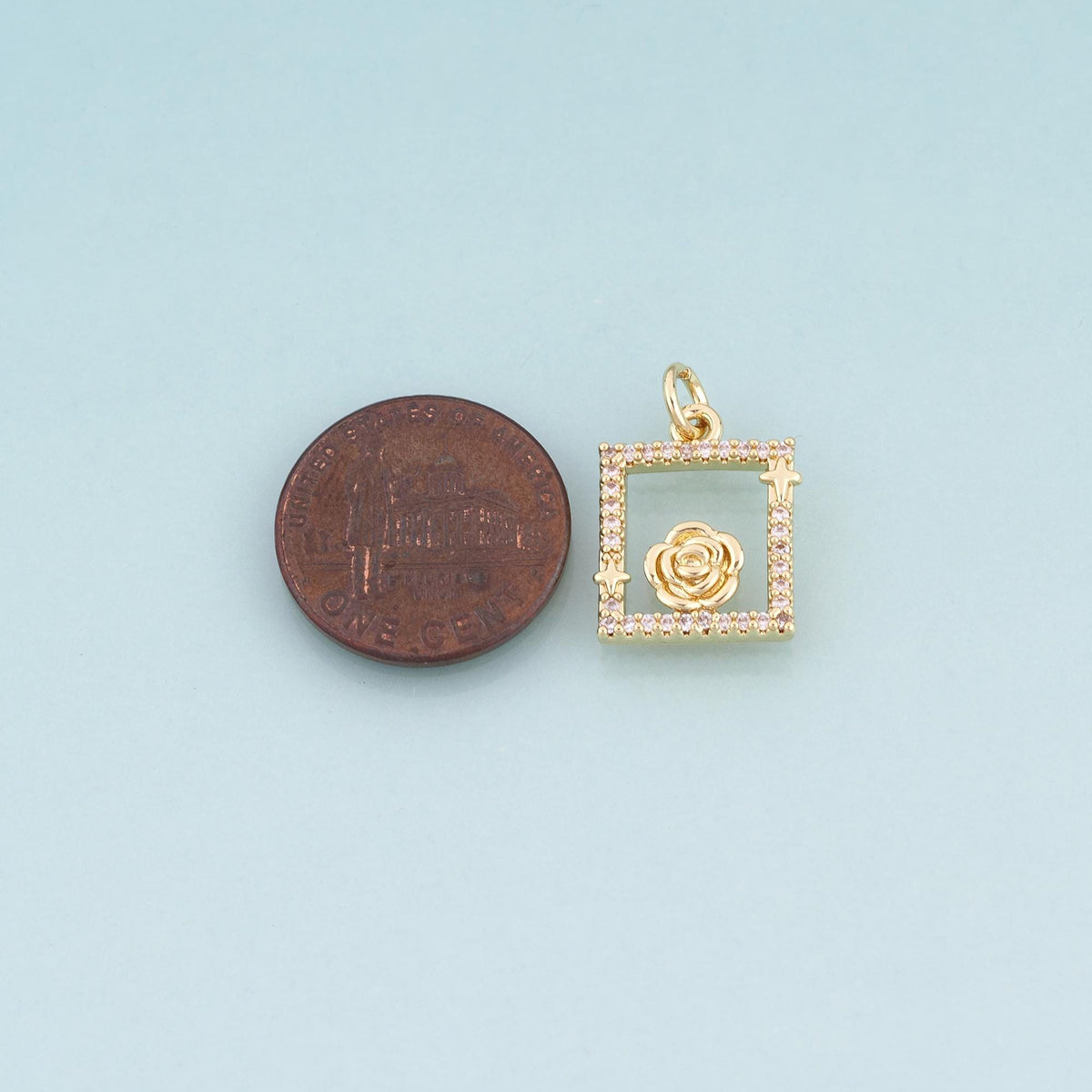 18K Gold Filled Cubic Zirconia Charm Pendant for Jewelry Making