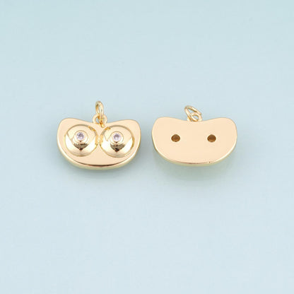 18K Gold Filled CZ Owl Pendant,Minimalist Owl Charm Bracelet Necklace for DIY Jewelry Making Supply