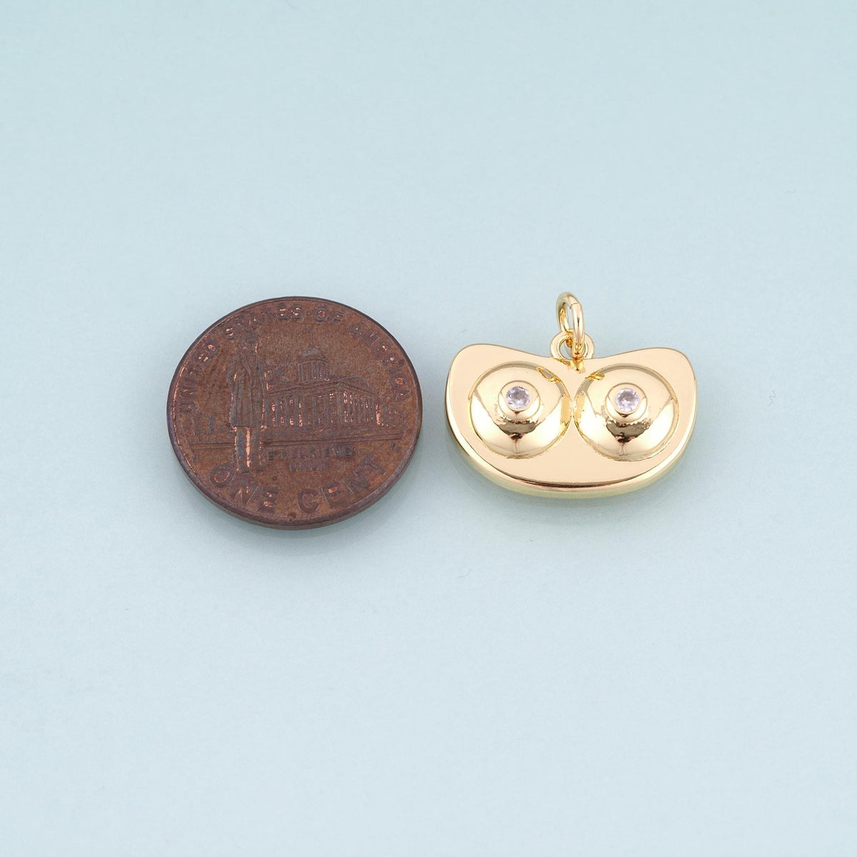 18K Gold Filled CZ Owl Pendant,Minimalist Owl Charm Bracelet Necklace for DIY Jewelry Making Supply