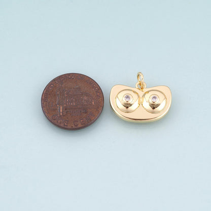 18K Gold Filled CZ Owl Pendant,Minimalist Owl Charm Bracelet Necklace for DIY Jewelry Making Supply
