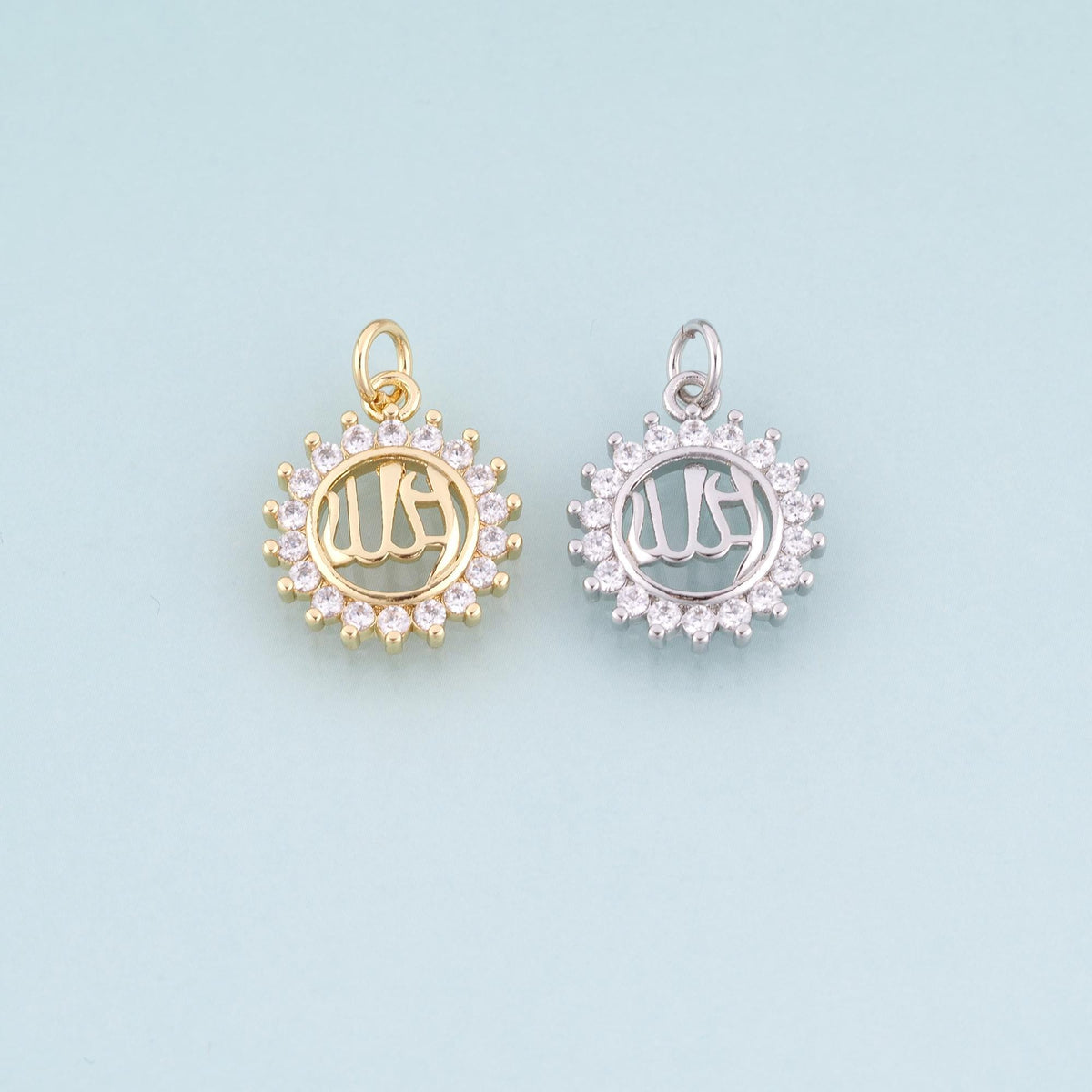 18K Gold Filled Cubic Zirconia Sun Charm Pendant for Jewelry Making