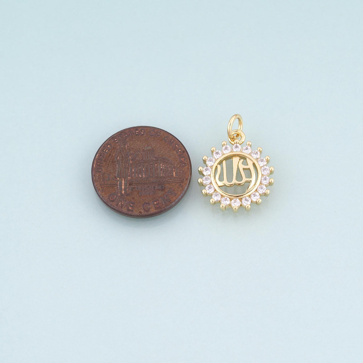 18K Gold Filled Cubic Zirconia Sun Charm Pendant for Jewelry Making