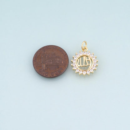 18K Gold Filled Cubic Zirconia Sun Charm Pendant for Jewelry Making