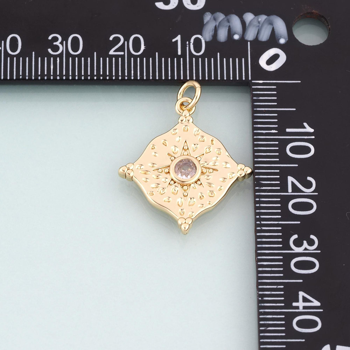 18K Gold Filled Cubic Zirconia North Star Charm Pendant for Jewelry Making