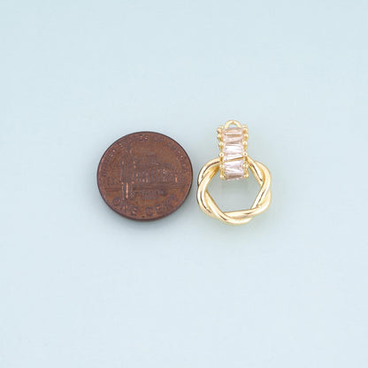 18K Gold Filled Cubic Zirconia Charm Pendant for Jewelry Making