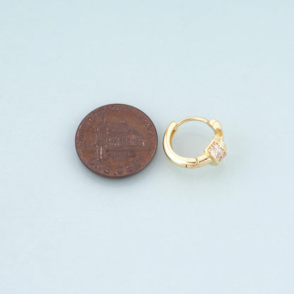 18K Gold Filled Cubic Zirconia Round Hoop Earrings for Jewelry Making