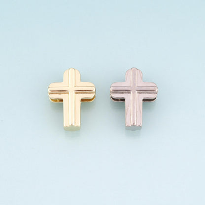 18K Gold Filled Cross Beads,religion Spacer Beads Bracelet Necklace for DIY Jewelry Making Supply