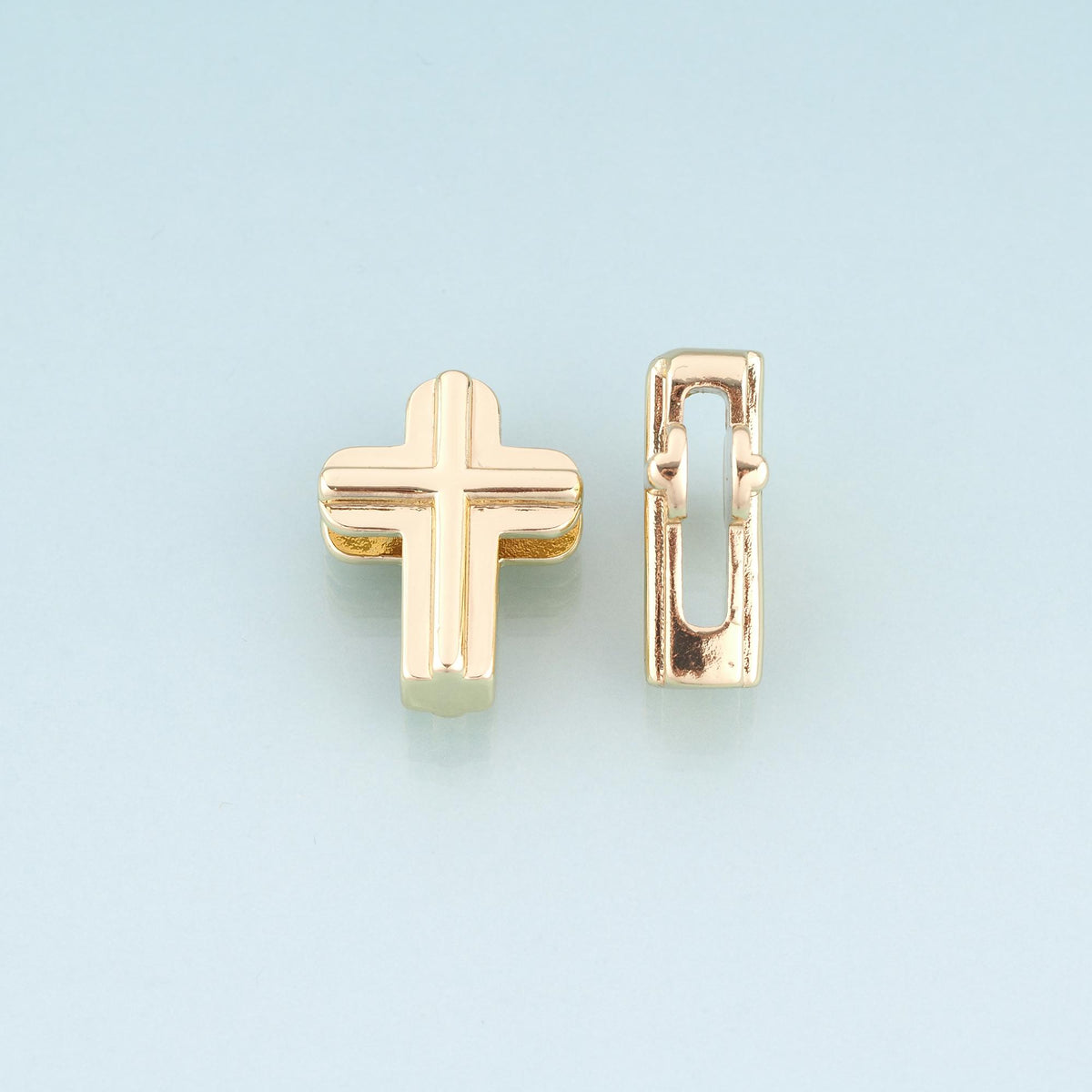 18K Gold Filled Cross Beads,religion Spacer Beads Bracelet Necklace for DIY Jewelry Making Supply