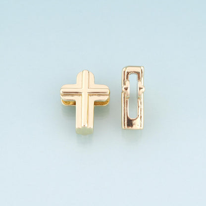 18K Gold Filled Cross Beads,religion Spacer Beads Bracelet Necklace for DIY Jewelry Making Supply