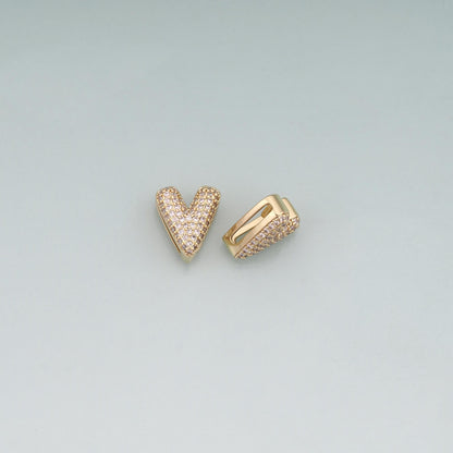 18K Gold Filled Cubic Zirconia Heart Spacer Beads for Jewelry Making