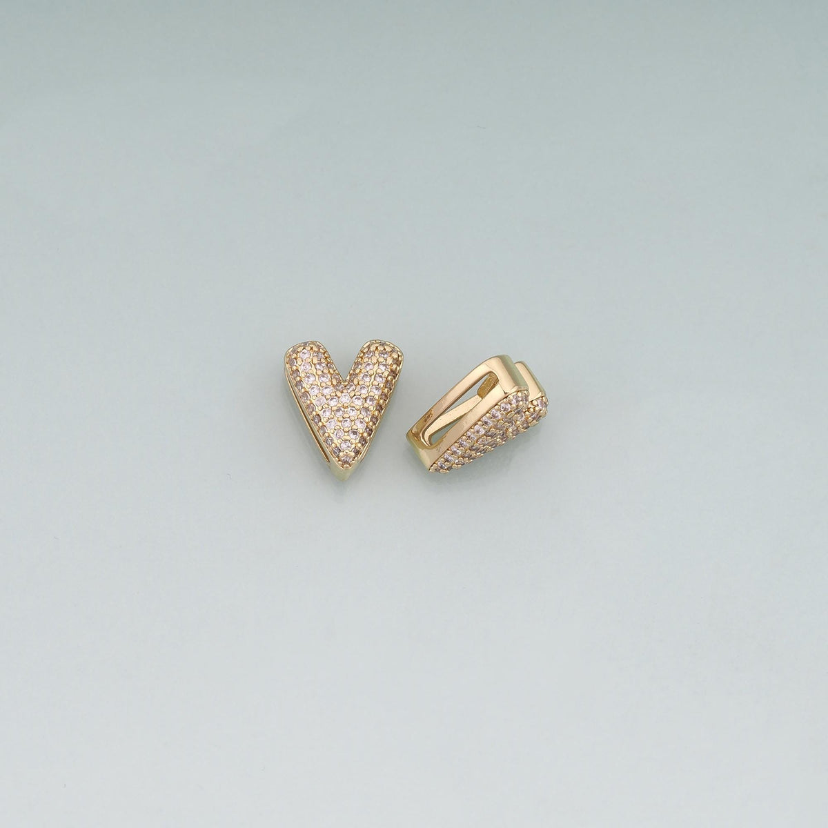 18K Gold Filled Pave CZ Heart Beads,Heart Spacer Beads Bracelet Necklace for DIY Jewelry Making Supply