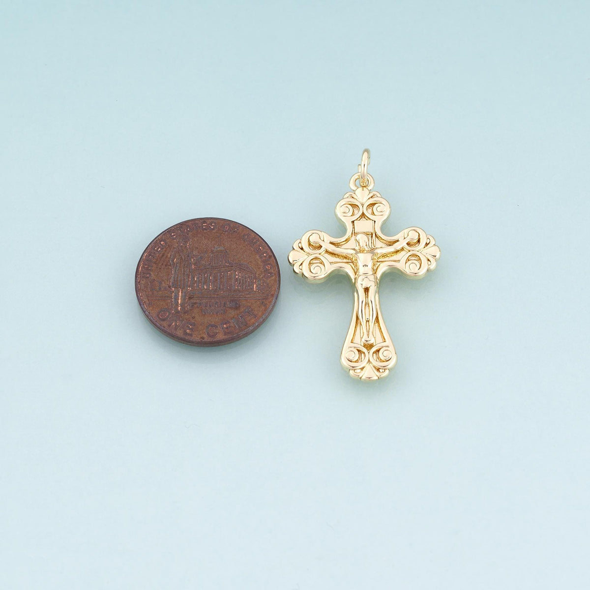 18K Gold Filled Cross Charm Pendant for Jewelry Making