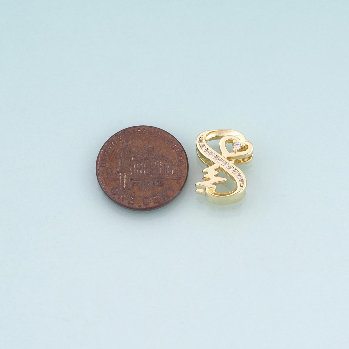 18K Gold Filled Cubic Zirconia Heart Spacer Beads for Jewelry Making