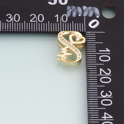 18K Gold Filled Cubic Zirconia Heart Spacer Beads for Jewelry Making