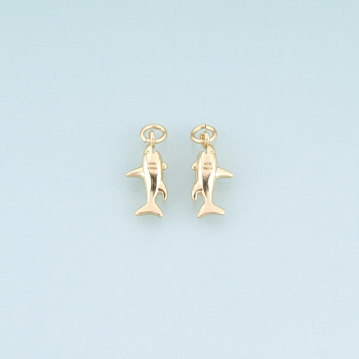18K Gold Filled Shark Pendant,Marine Theme Charm Bracelet Necklace for DIY Jewelry Making Supply