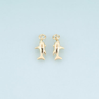 18K Gold Filled Shark Pendant,Marine Theme Charm Bracelet Necklace for DIY Jewelry Making Supply