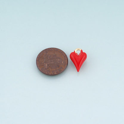 18K Gold Filled Enamel Heart Pendant,Couple Passionate Love Charm Bracelet Necklace for DIY Jewelry Making Supply