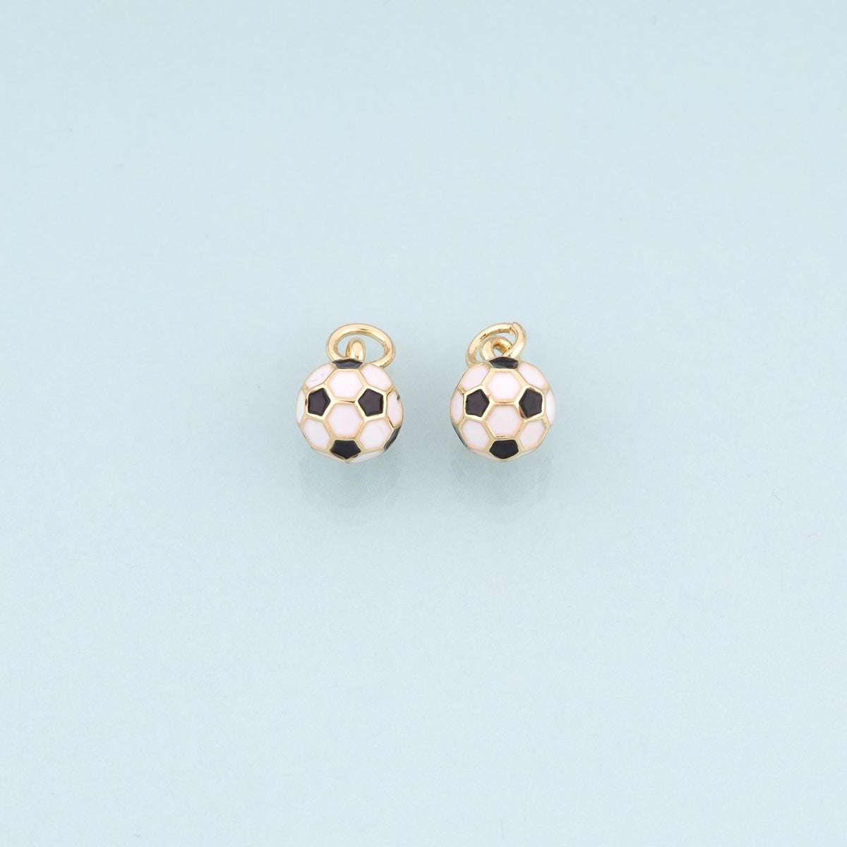 18K Gold Filled Enamel Football Pendant,Sports Competition Football Charm Bracelet Necklace for DIY Jewelry Making Supply