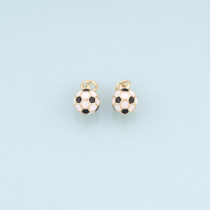 18K Gold Filled Enamel Football Pendant,Sports Competition Football Charm Bracelet Necklace for DIY Jewelry Making Supply